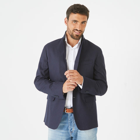 Blazer rayé bleu foncé - Image 1