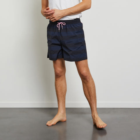 Short de bain à rayures bleu marine - Image 1