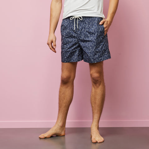 Short de bain imprimé exclusif feuilles - Image 1