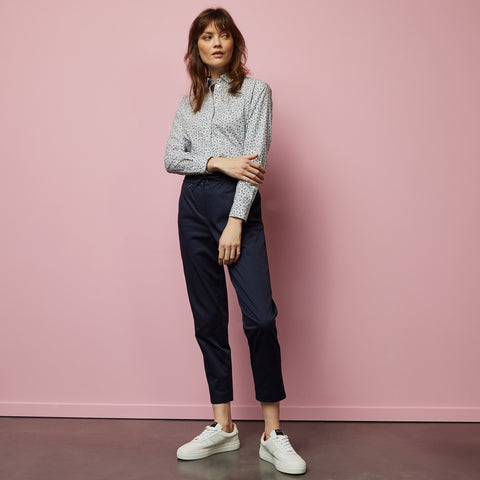 Dark blue trousers with elasticated waist - Image 1