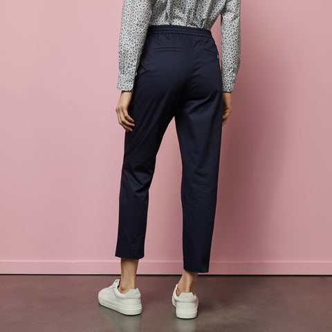 Dark blue trousers with elasticated waist - Image 3
