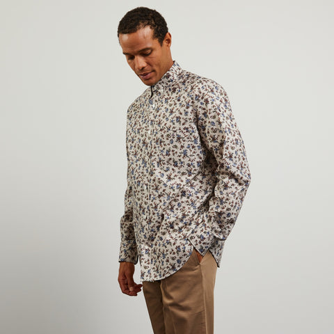 Chemise beige en coton Pima imprimé exclusif - Image 3