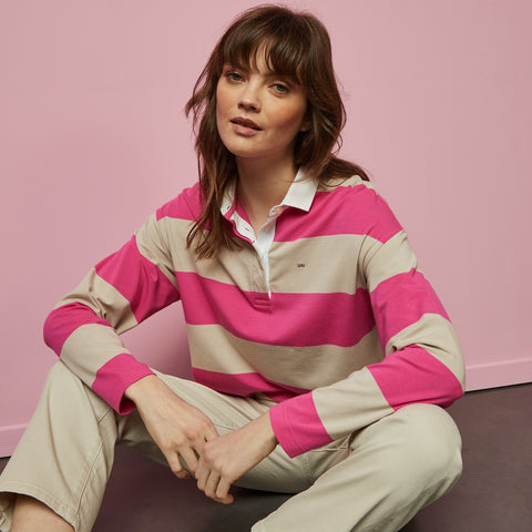 Long-sleeved rugby shirt with wide stripes - Image 1