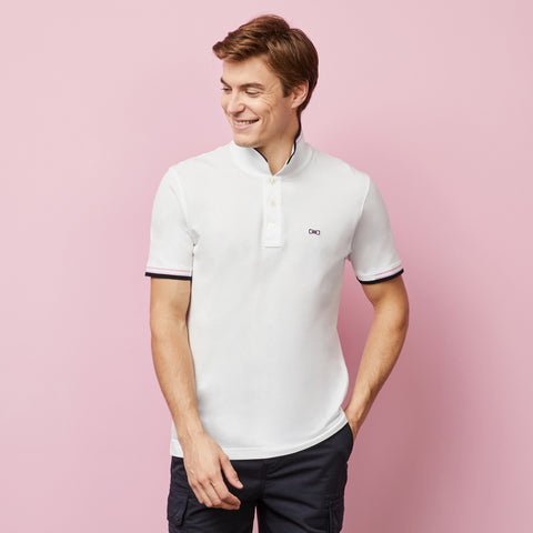 Polo blanc à finitions contrastantes - Image 1