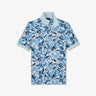 Light blue polo in cotton pique with floral print