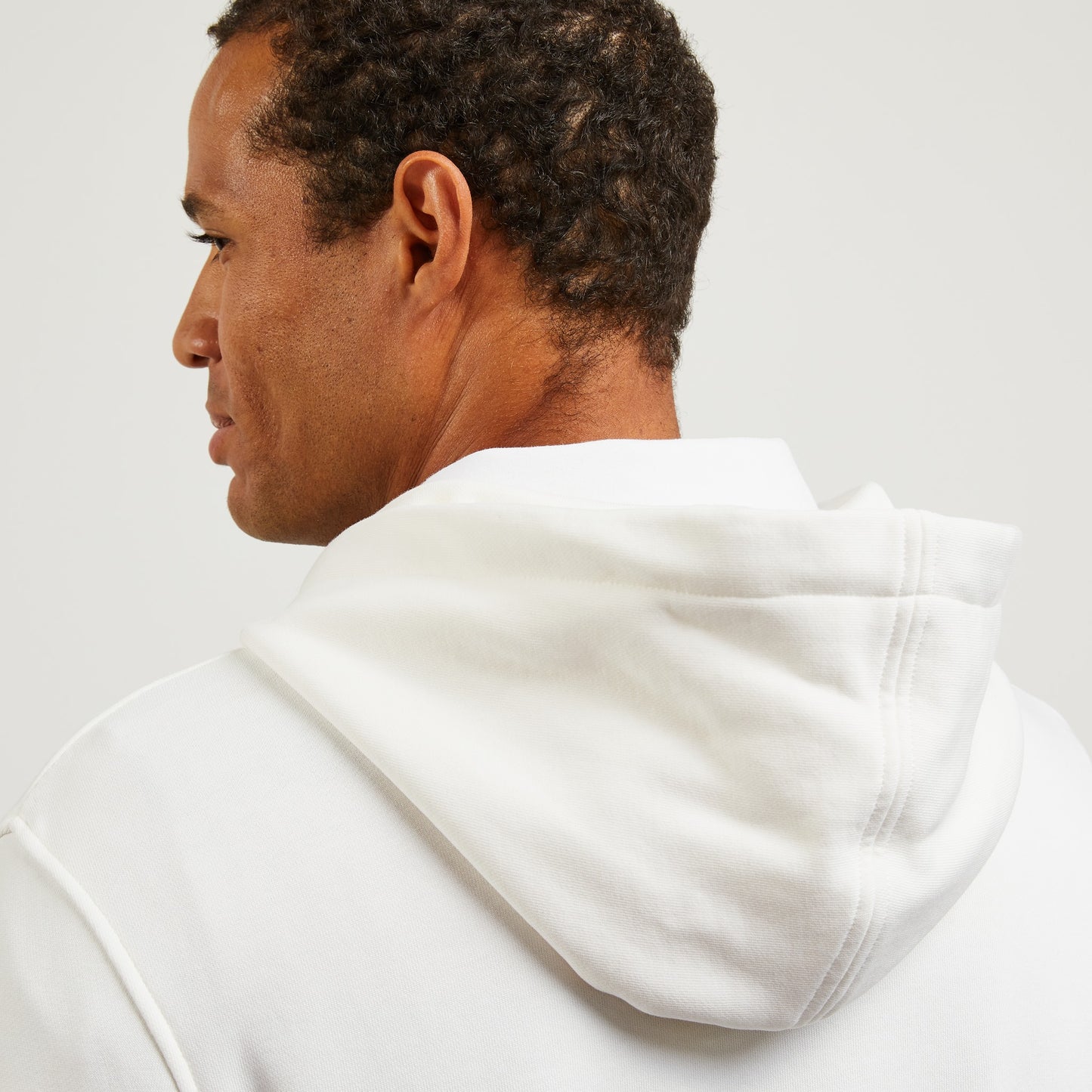 Plain white sweatshirt with hood