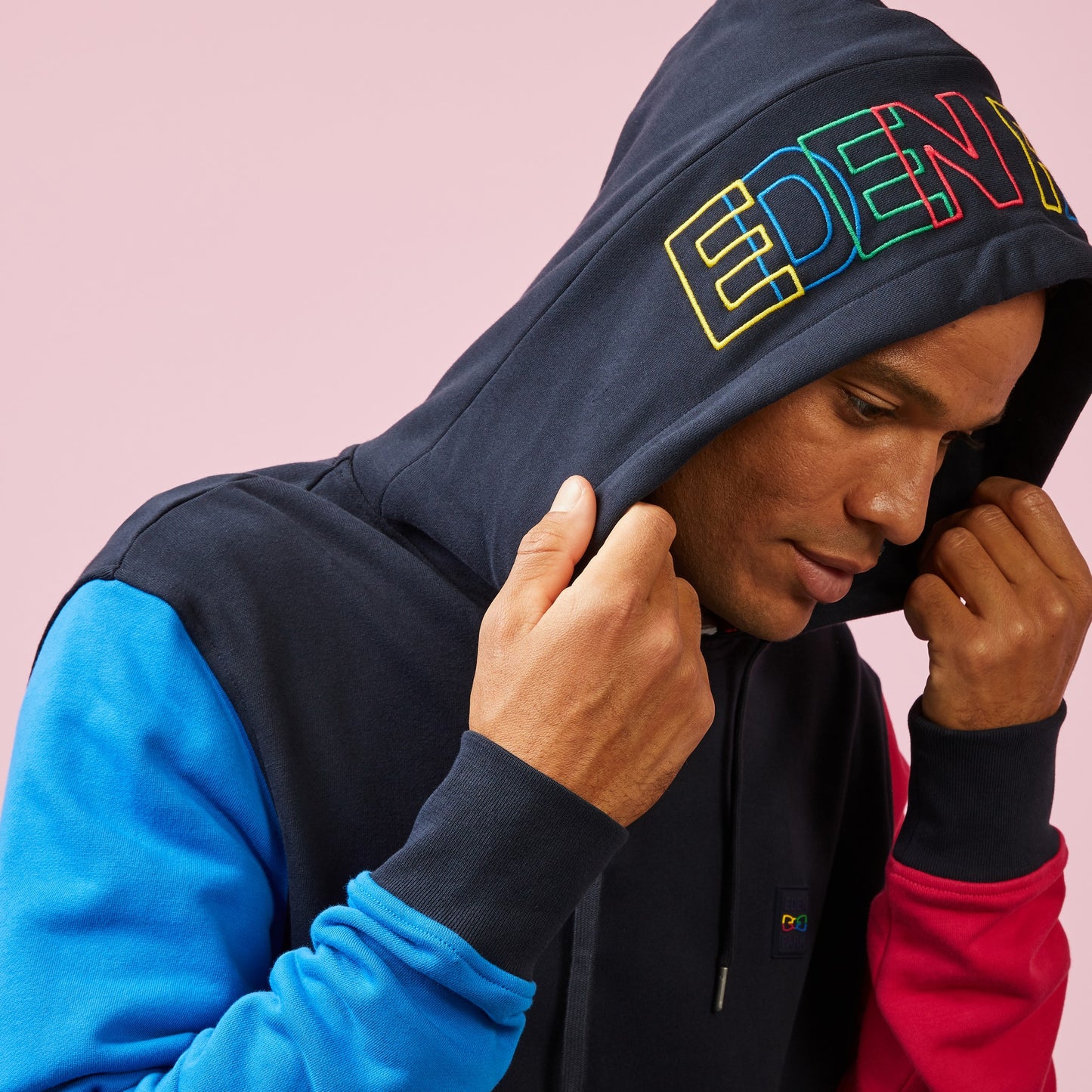 Sweat à capuche color-block bleu marine