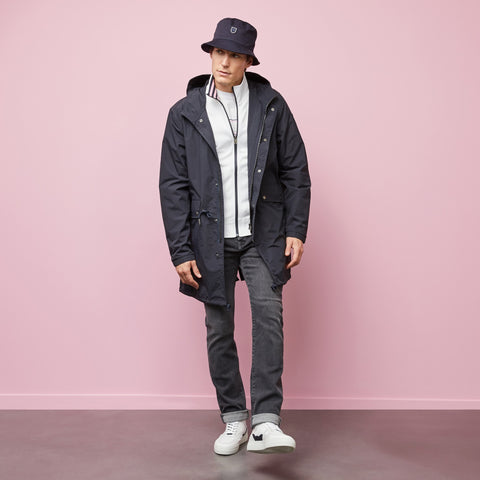 Parka bleu foncé mi-longue - Image 1