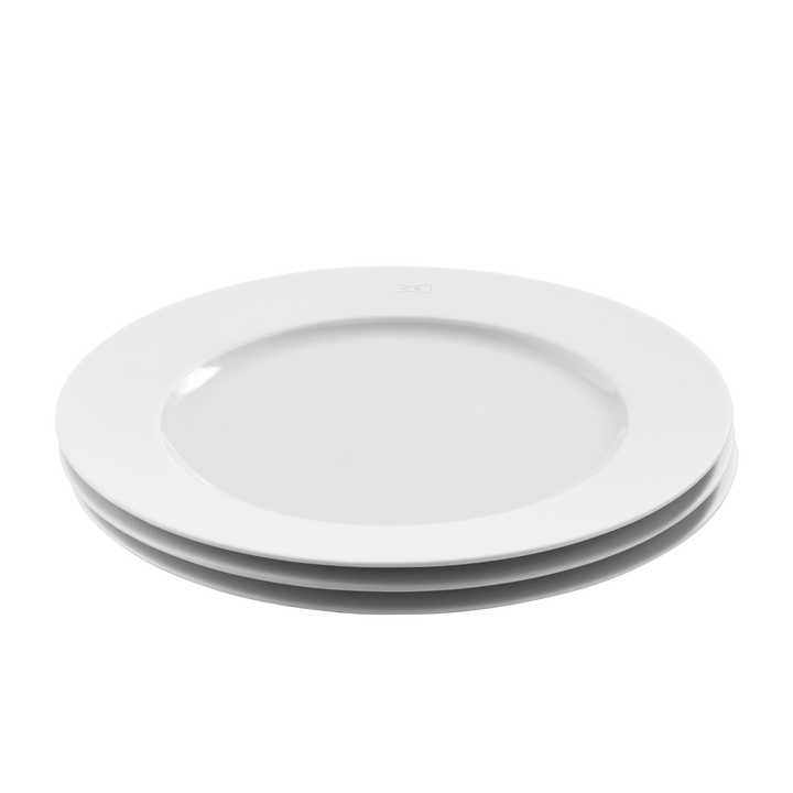 Lot de 3 assiettes blanches rondes en porcelaine de Limoges