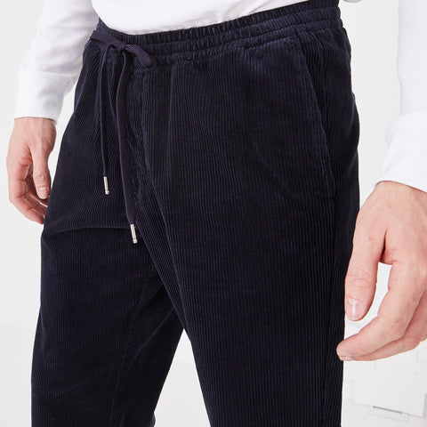 Pantalon bleu marine en velours de coton stretch - Image 3