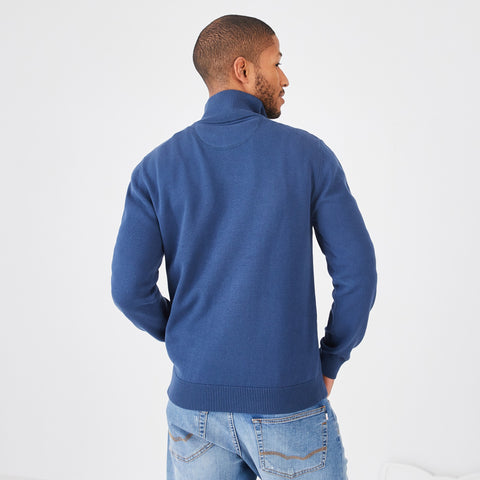 Blue cotton jersey trucker-neck sweater - Image 3