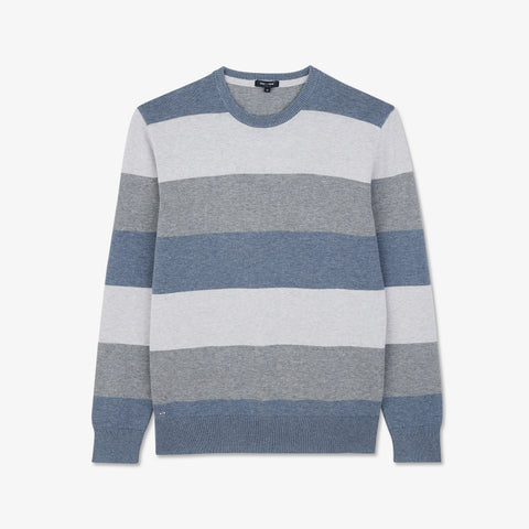 Blue wool and cotton striped sweater - Image 2