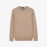 Round-neck beige wool blend sweater