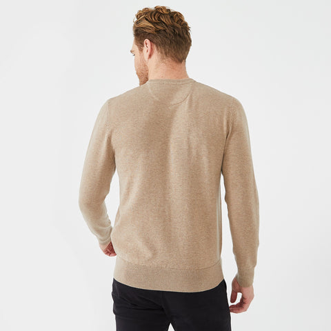 Round-neck beige wool blend sweater - Image 3