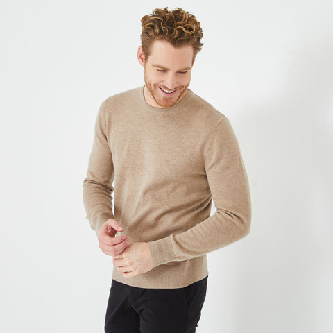 Round-neck beige wool blend sweater - Image 1