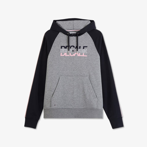 Sweatshirt gris à capuche en molleton bicolore - Image 2
