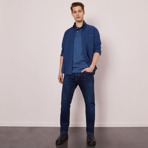 Blue checked shirt in cotton - Image 3