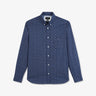 Navy blue shirt with a grey floral motif