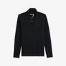 Polo à manches longues en coton piqué uni noir
