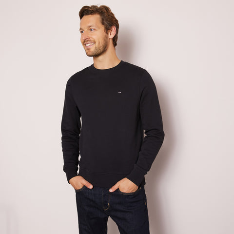 Sweat col rond uni noir - Image 1