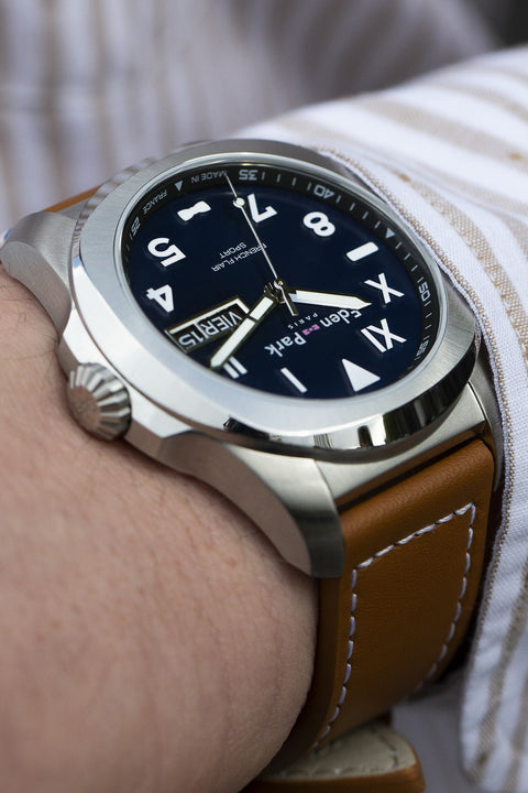 Montre à quartz en cuir marron - Image 2
