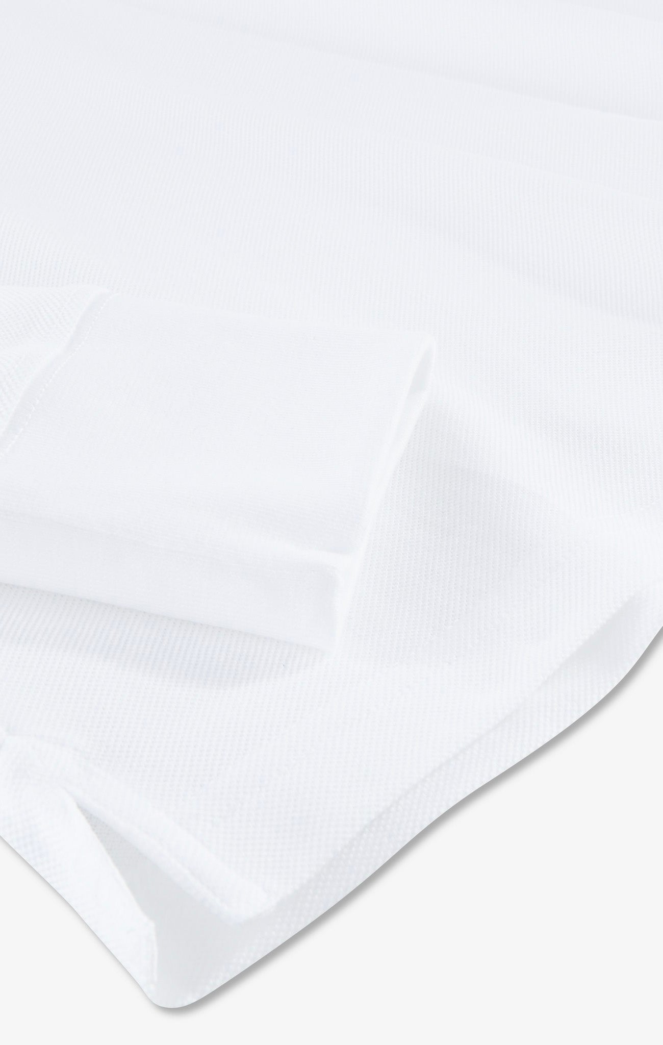 Polo manches longues blanc en coton avec col contrasté