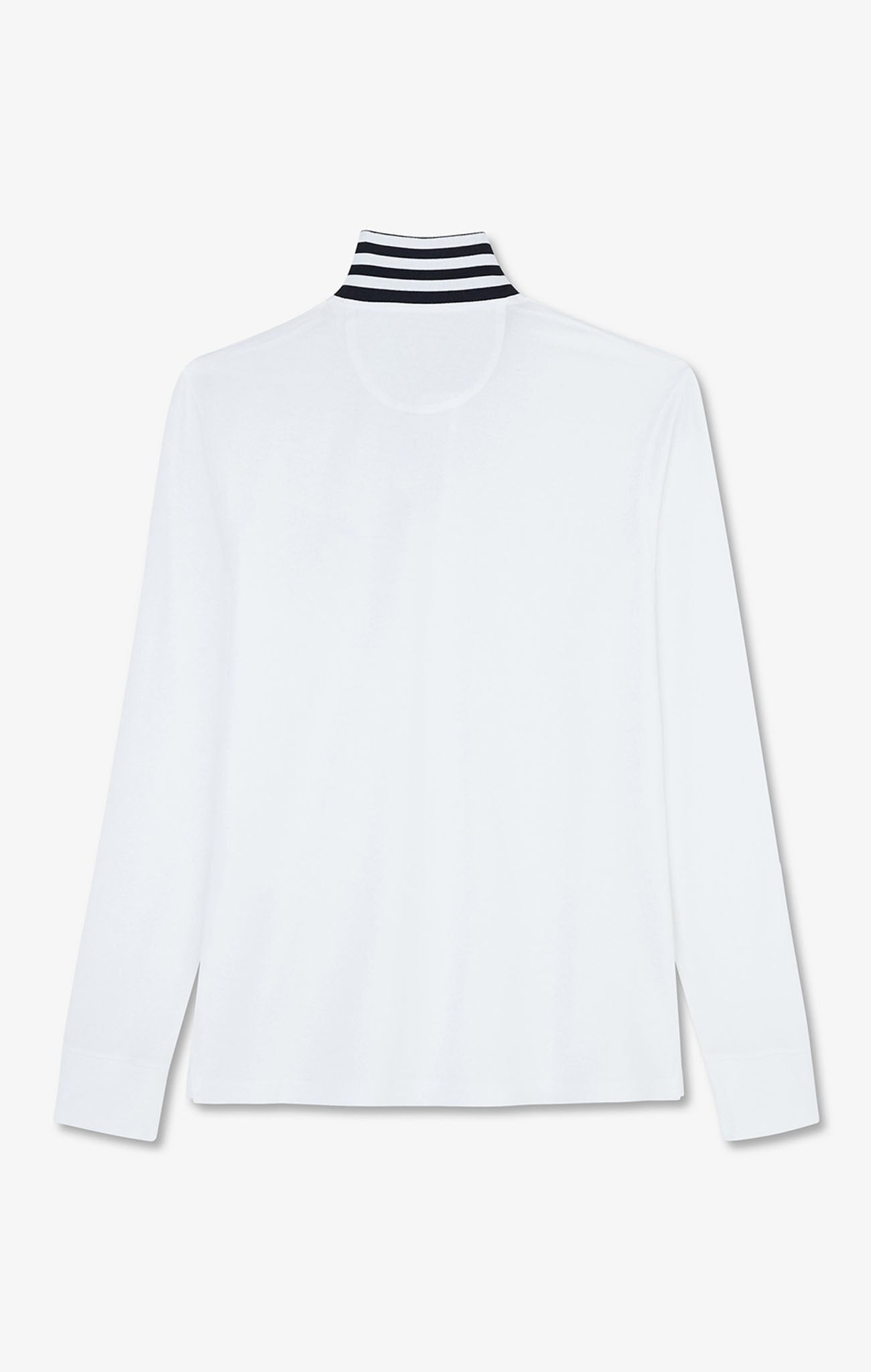Poloshirt lange Ärmel weiß aus Baumwolle mit col kontrastierend