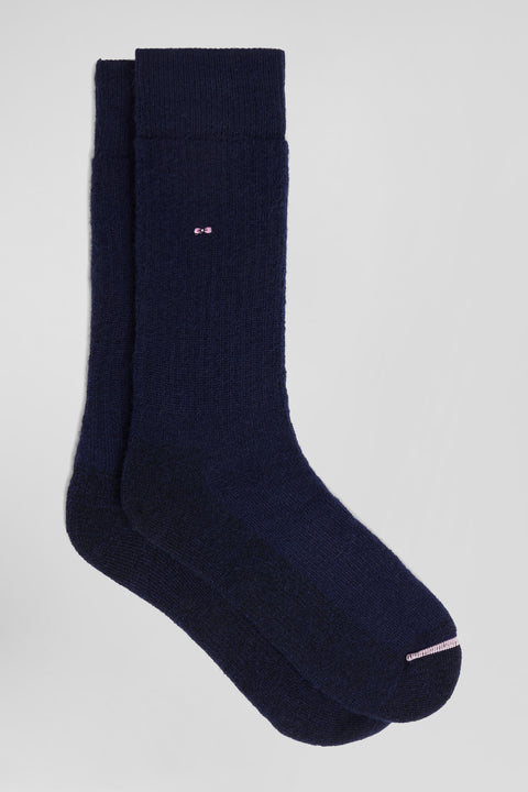 Chaussettes unies en coton côtelé marine - Image 1