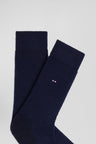 Chaussettes unies en coton côtelé marine