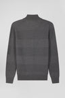 Pull col camionneur en coton gris effet de rayure