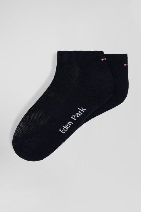 Chaussettes basses en coton stretch mélangé marine - Image 2