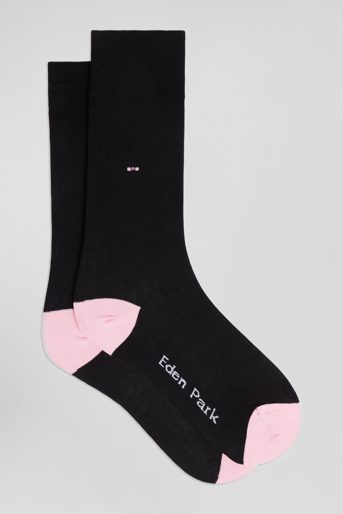Chaussettes en coton mélangé noires à renforts roses