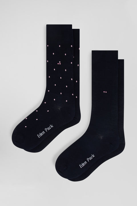 Lot de deux paires de chaussettes en coton stretch mélangé marine - Image 1