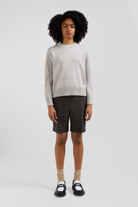 Relax light grey wool and cotton crew neck jumper - Image 1