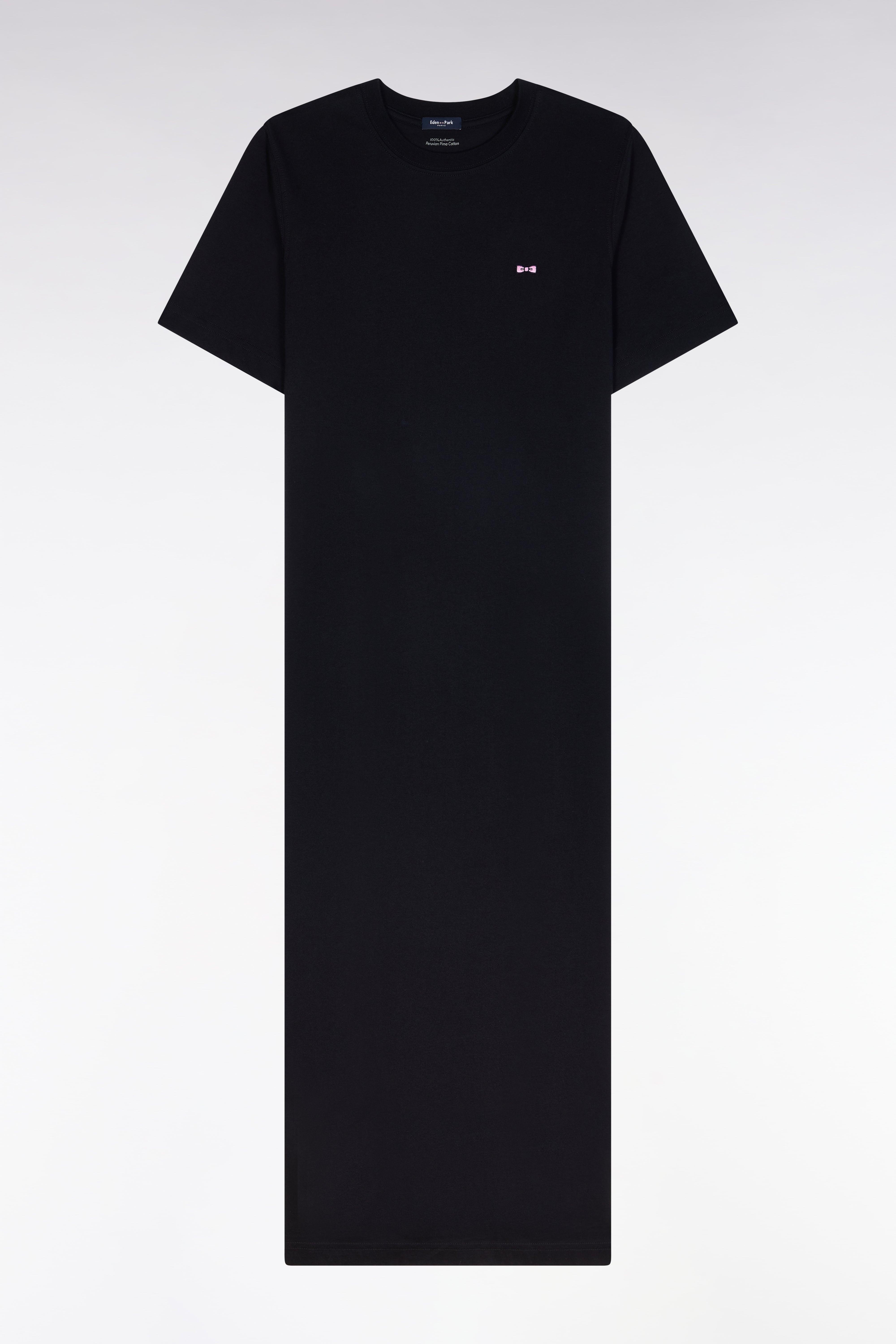 Robe T-shirt en coton Pima noir coupe droite