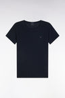 T-shirt à col rond en jersey de coton Pima léger marine coupe droite