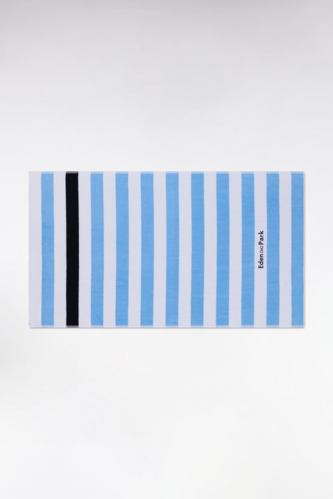 Drap de plage rayé en coton éponge ciel - Image 1
