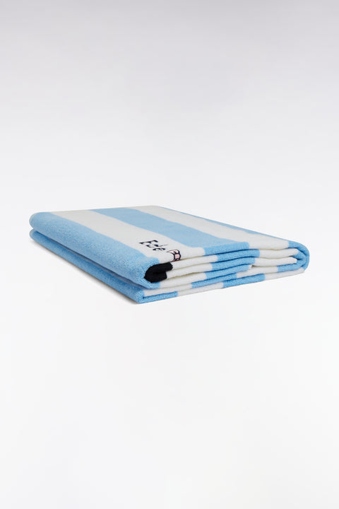 Drap de plage rayé en coton éponge ciel - Image 3