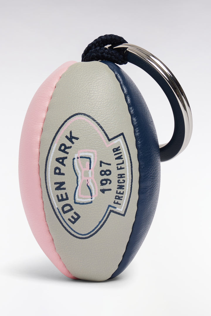 Porte-clefs ballon de rugby en cuir synthétique rose