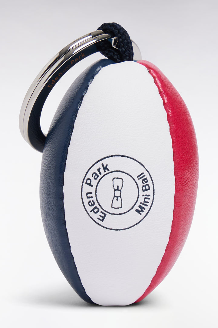 Porte-clefs ballon de rugby en cuir synthétique fuchsia