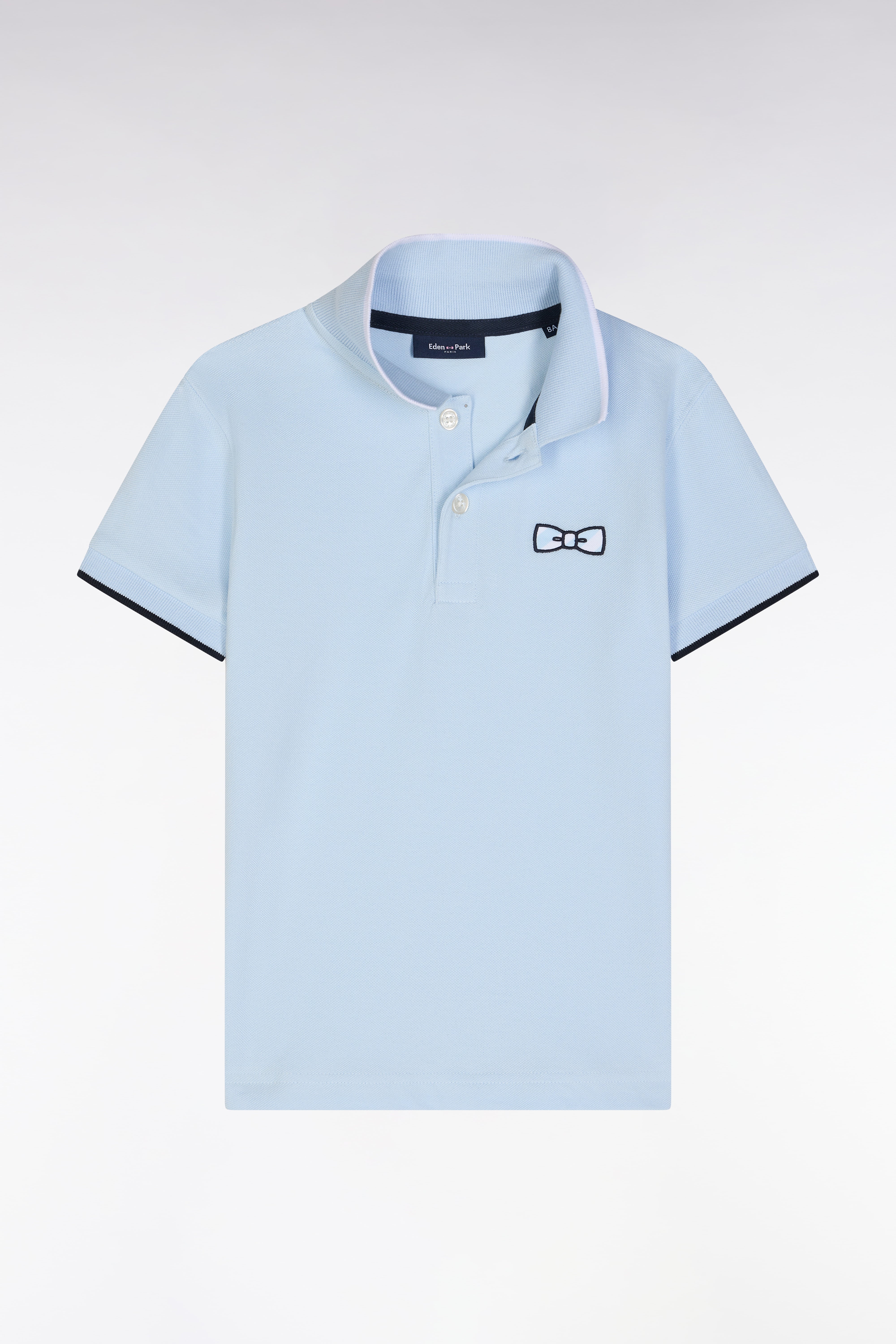 Polo à manches courtes en coton ciel coupe droite