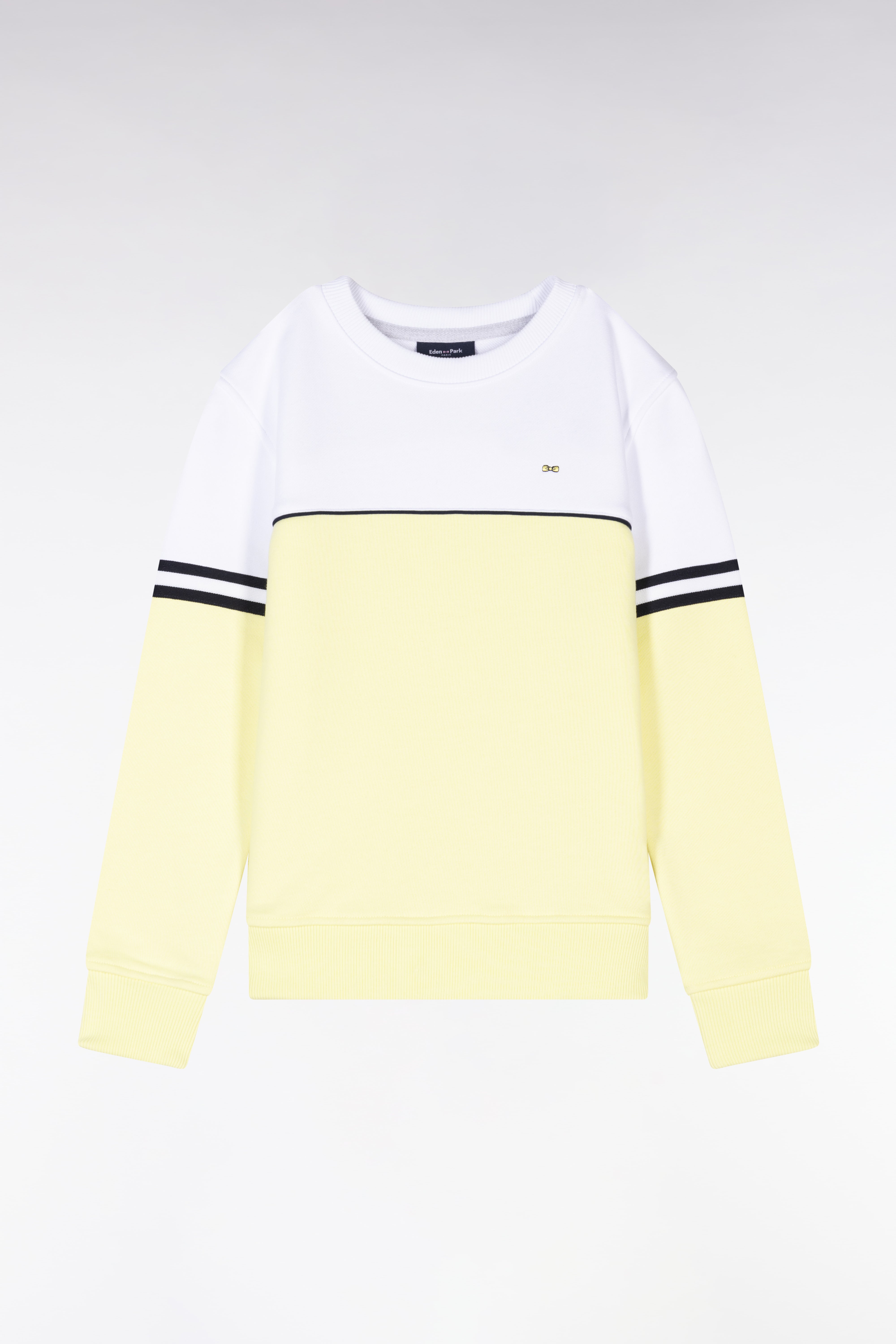 Sweatshirt zweifarbig aus Baumwolle gelb und weiß gerade Passform