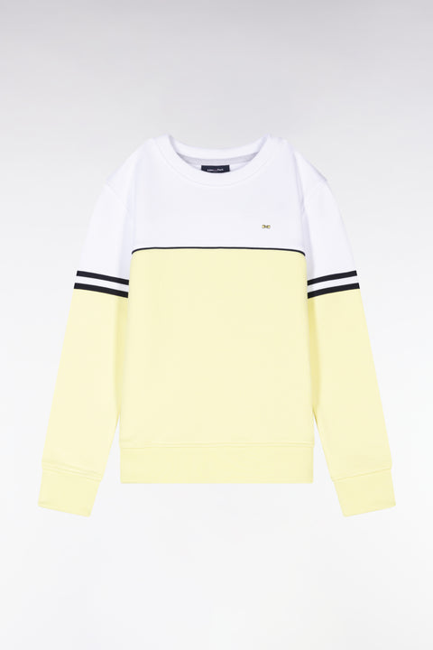 Sweatshirt bicolore en coton jaune et blanc coupe droite - Image 1