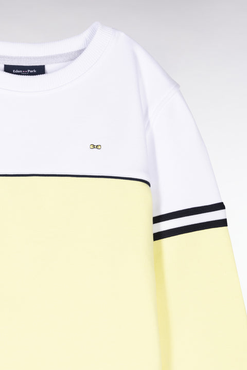 Sweatshirt bicolore en coton jaune et blanc coupe droite - Image 2