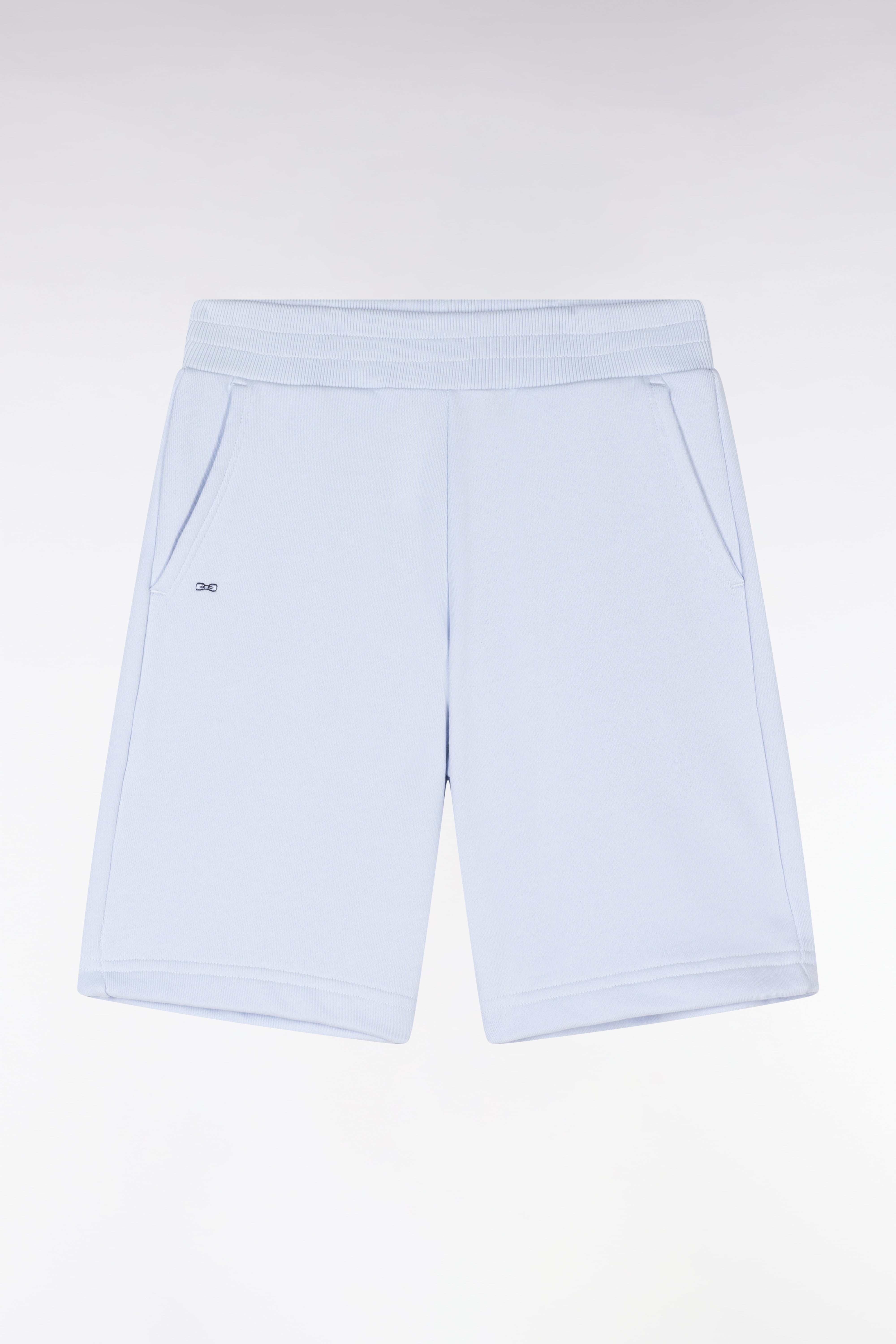 short in felpa cotone azzurro cielo vestibilità dritta