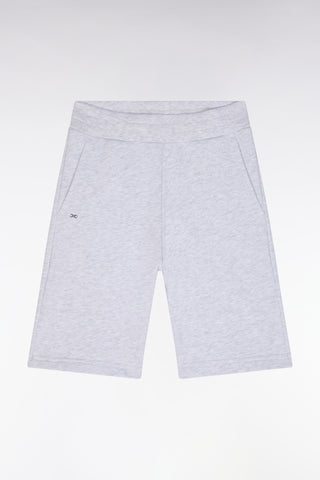 Straight-fit grey cotton fleece shorts