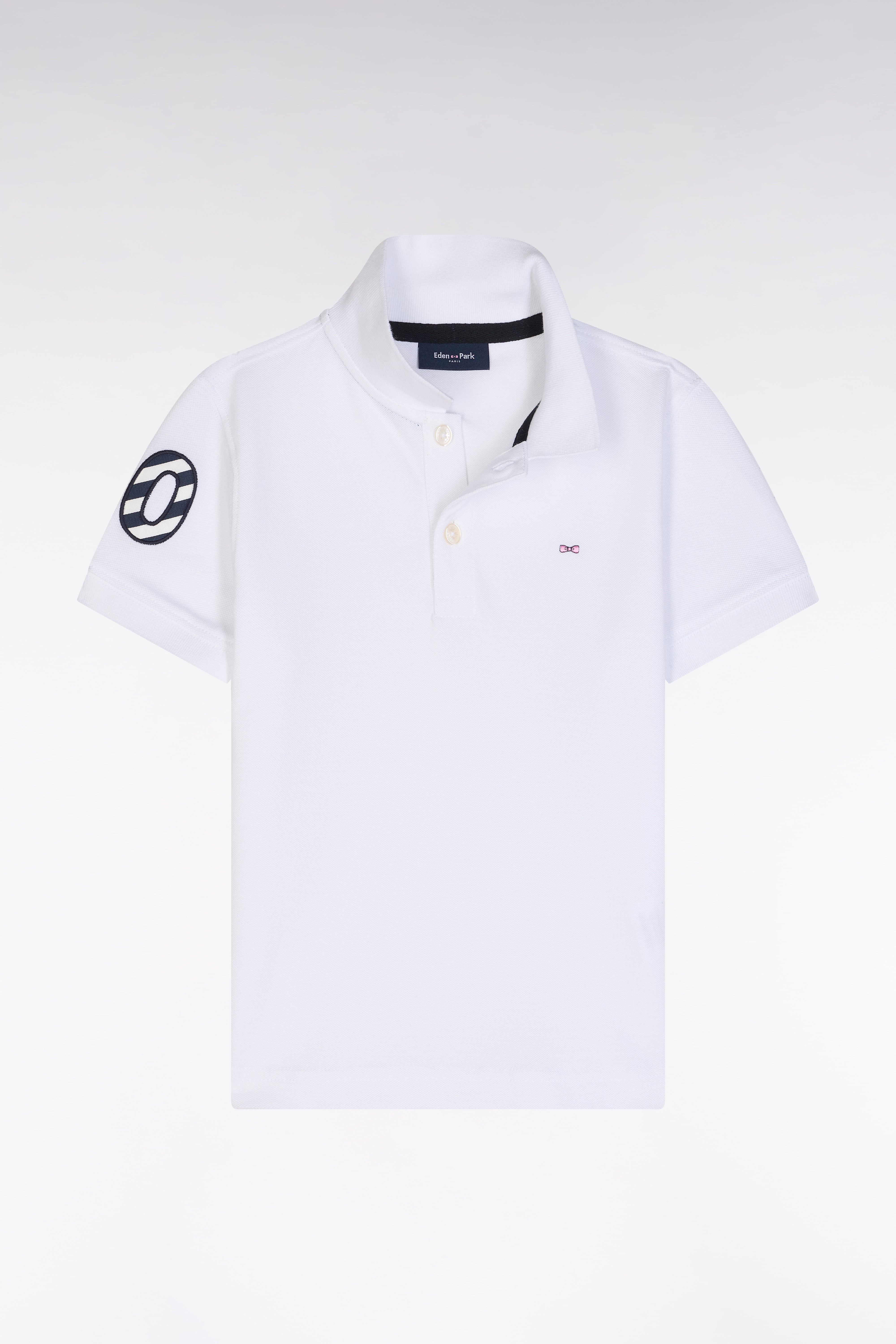 polo a maniche corte in piqué di cotone bianco ricamo 10 vestibilità dritta