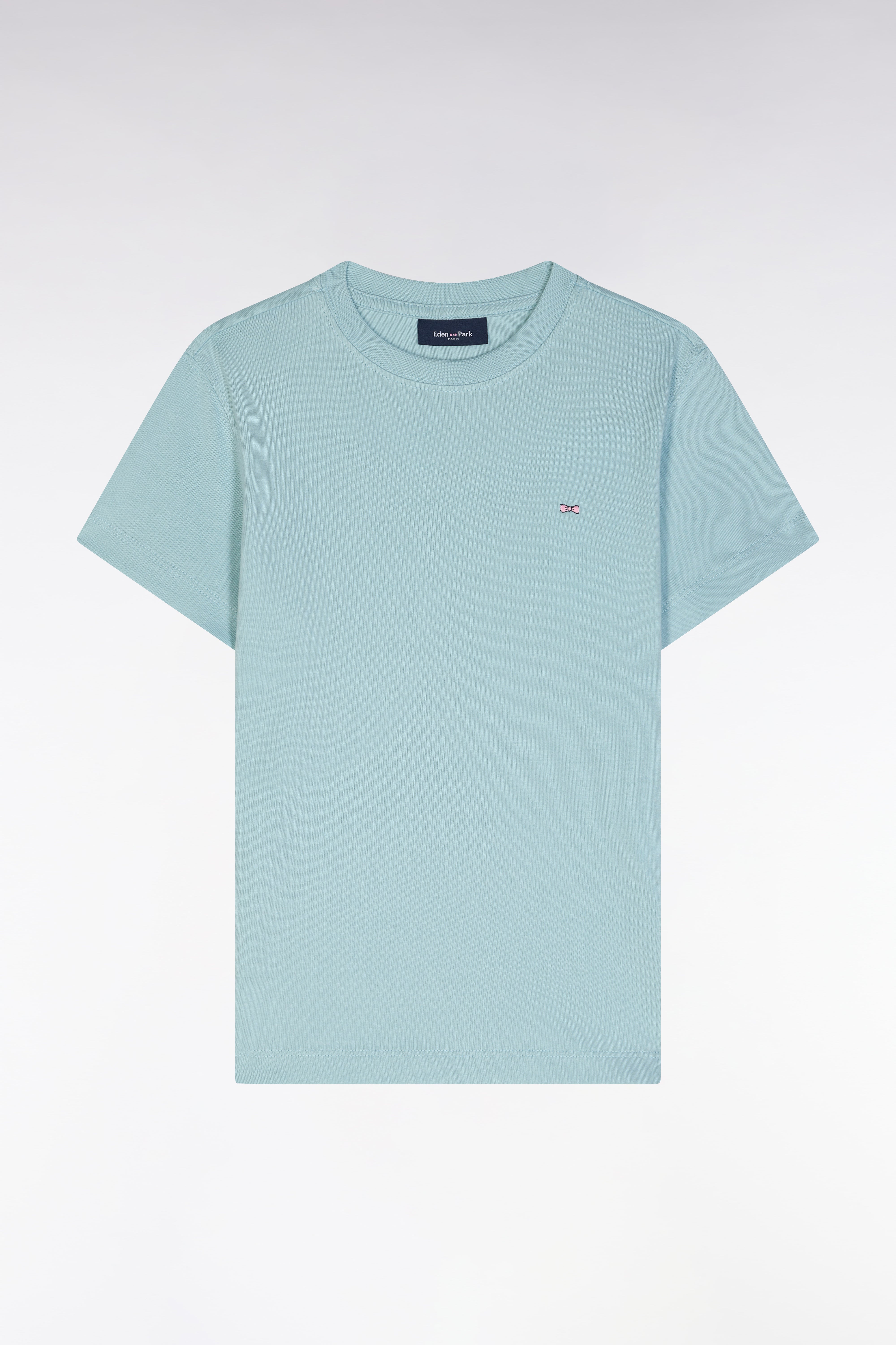T-shirt en coton vert d'eau nœud papillon dos coupe droite