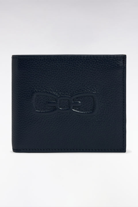 Portefeuille format italien en cuir grainé marine - Image 1