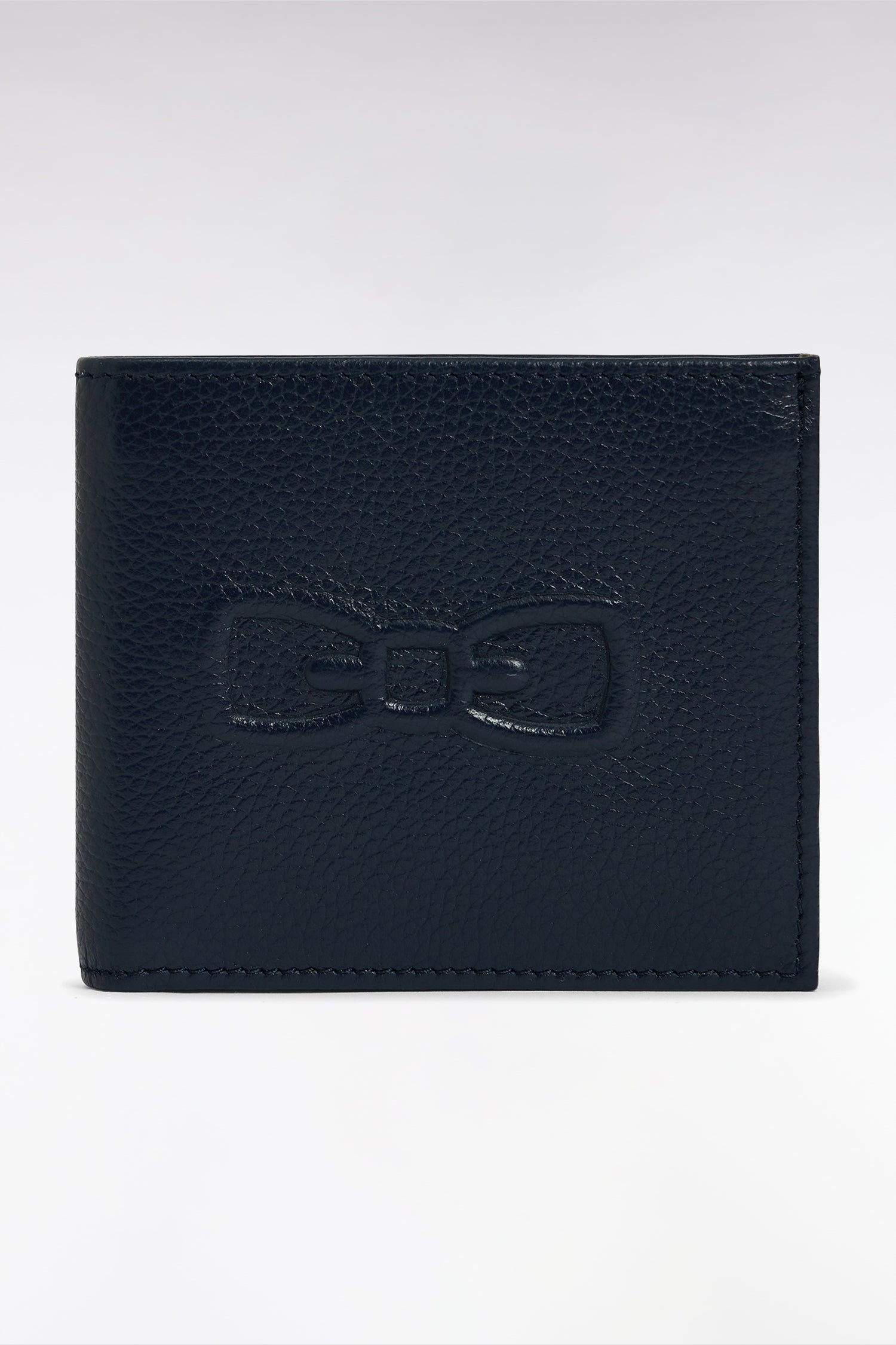 Portefeuille format italien en cuir grainé marine